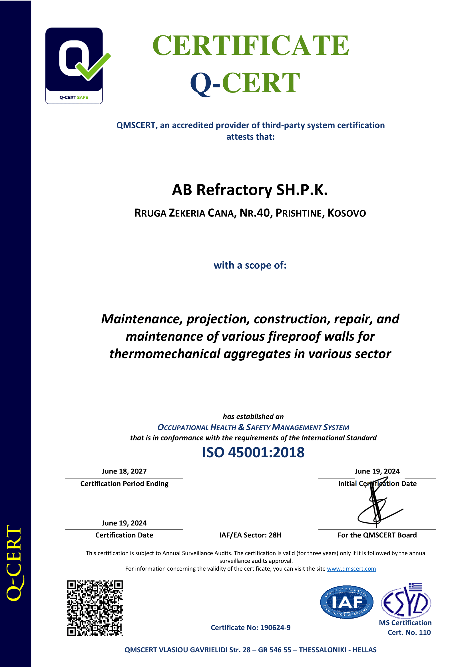 ISO 45001:2018 — Occupational Health & Safety